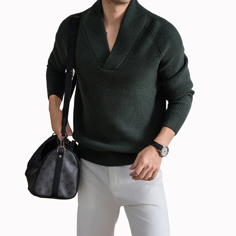 جديد وصول سميكة الخامس الرقبة الرجال محبوك سترة عارضة سترة #3