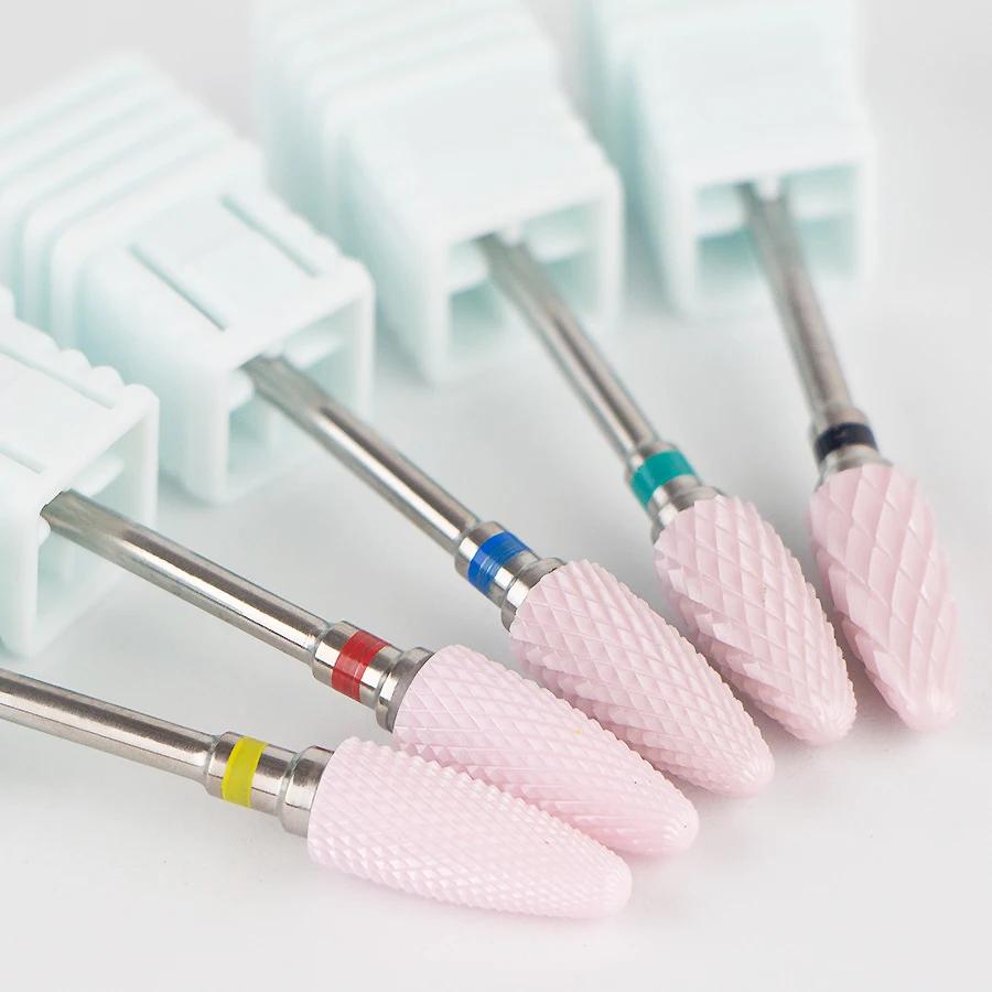 

Розовое керамическое сверло для ногтей в форме кукурузы, шлифовальная головка для сверления ногтей для маникюра и педикюра