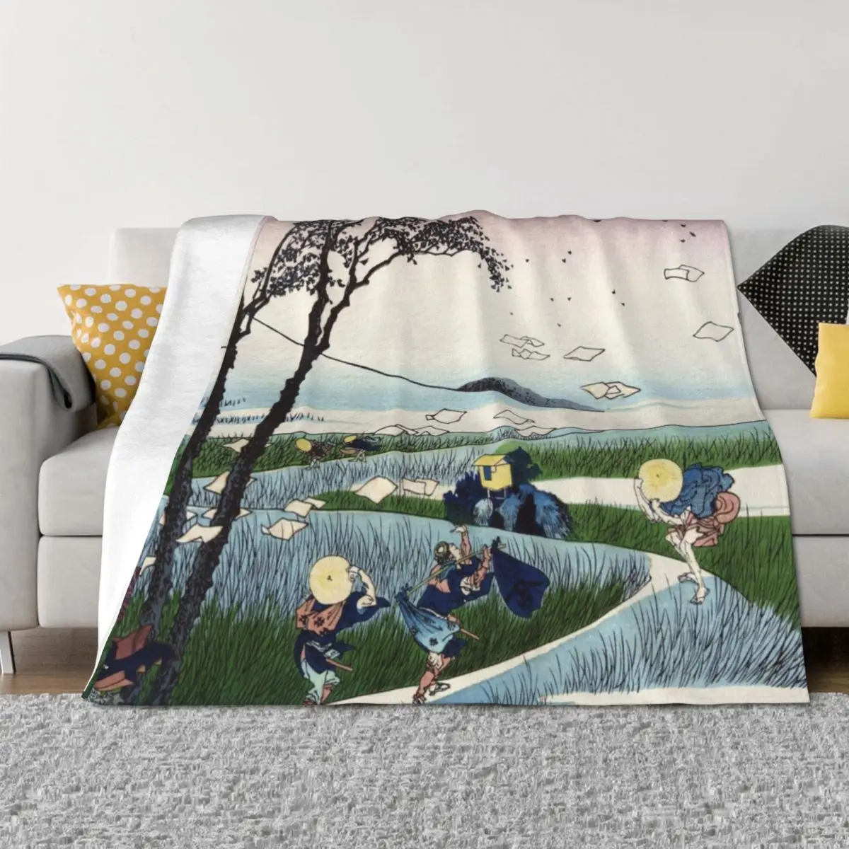 

Ejiri in Suruga Province by Katsushika Hokusai Throw Blanket anime Luxury Brand Flannel Fabric Blankets