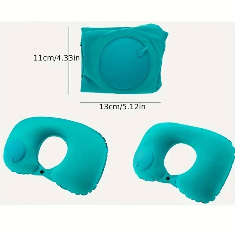 U-Shape Neck Pillow, Outdoor Travel Push Type Auto Inflatable Neck Pillow Pillow Camping Car Headrest Car Accessories Interior