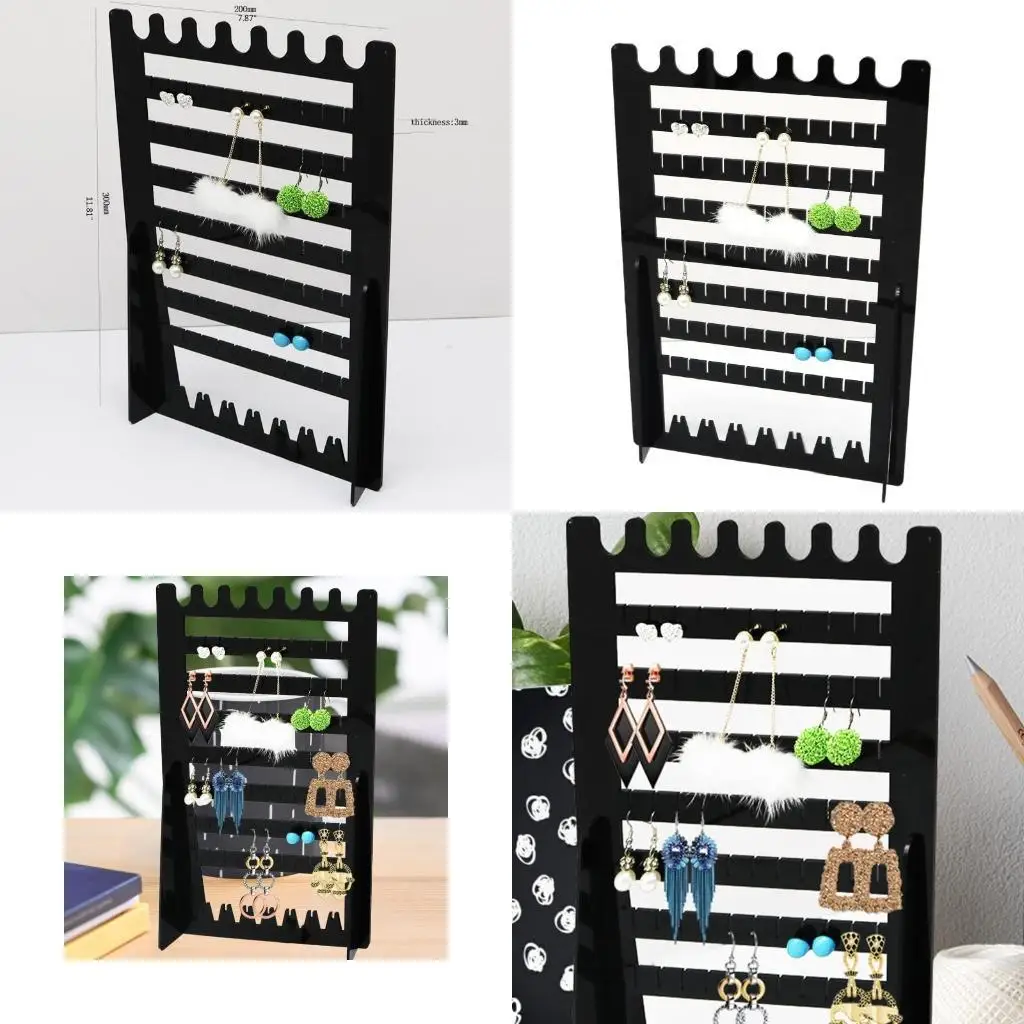 

J78F 7-Tier Jewellery Stand Earrings Display Rack for Necklace Bracelets Rings Black