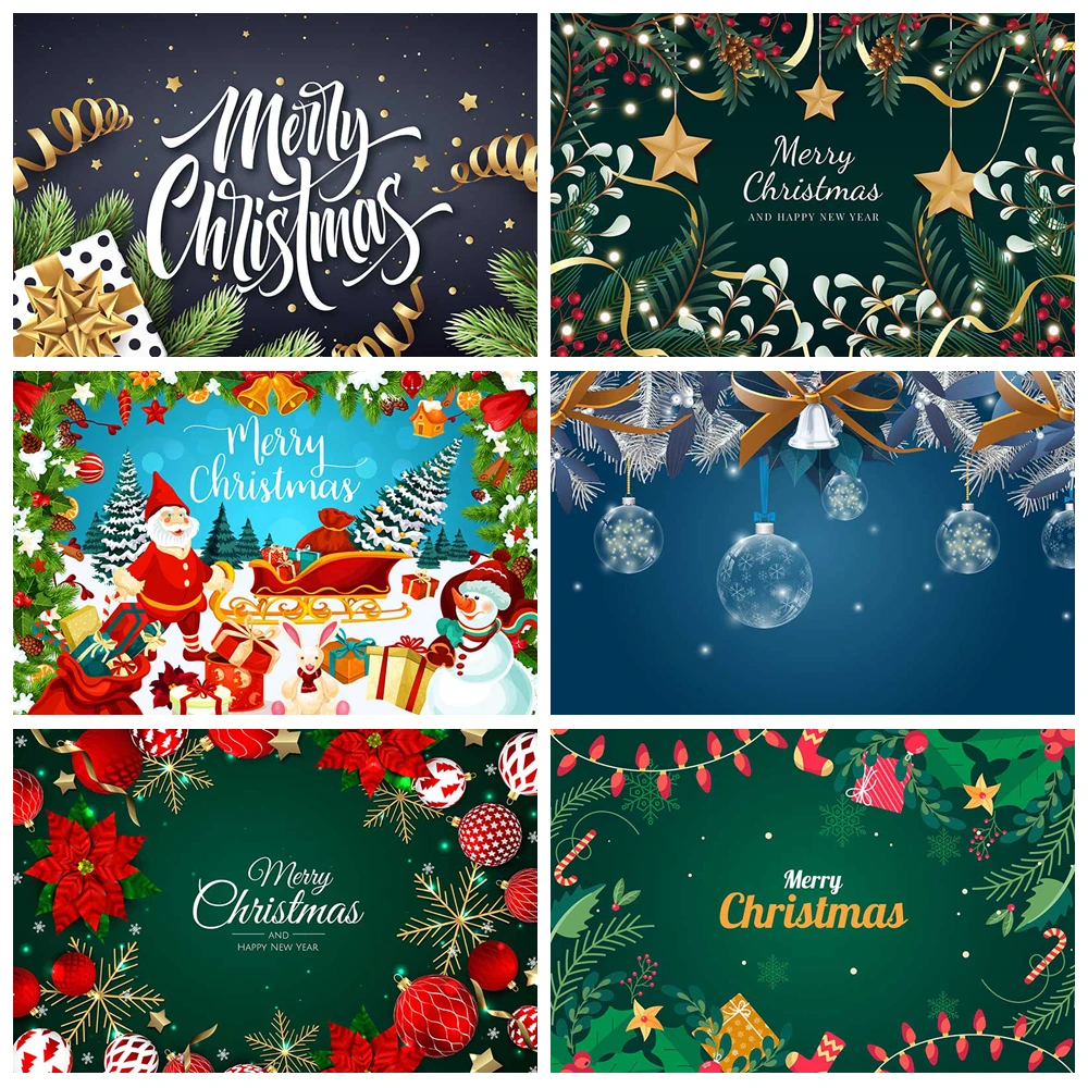 

MOON.QG 2025 Christmas Photo Background Sock Gifts Santa Pine Trees Banner Backdrops For Photography Photozone Party Newborn