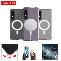 Sony Xperia 1 III 케이스용 Magsafe 자기 전화 케이스용 Sony Xperia 1 IV용 투명 충격 방지 무선 충전 커버