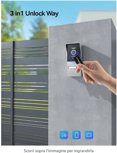 TMEZON 2-Draht-WLAN-Video-Türsprechanlage 7-Zoll-Touchscreen mit 1080P verkabelter Türklingel 3-in-1-App/Karten-Swipe/Monitor Tuya