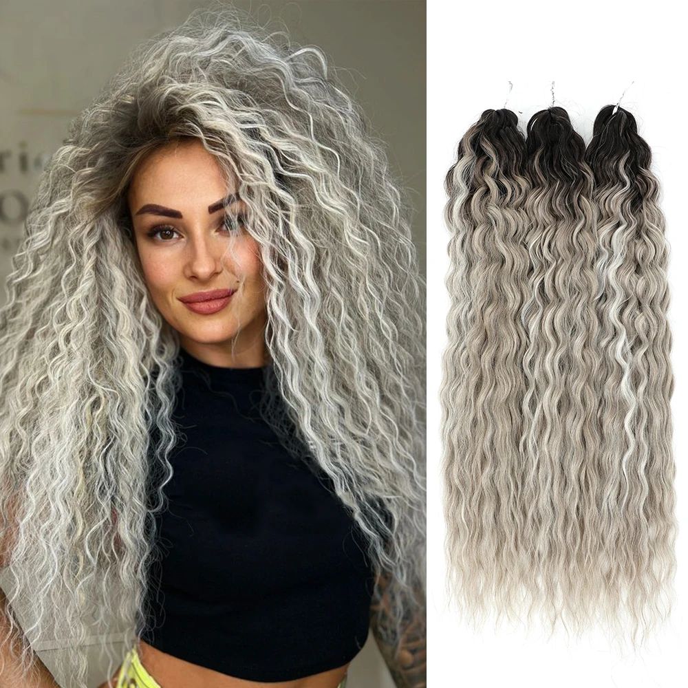 

Синтетические волны воды, твист, вязанные крючком косы для женщин, кудри, плетение волос, омбре, блондинка, коричневый, 22 дюйма