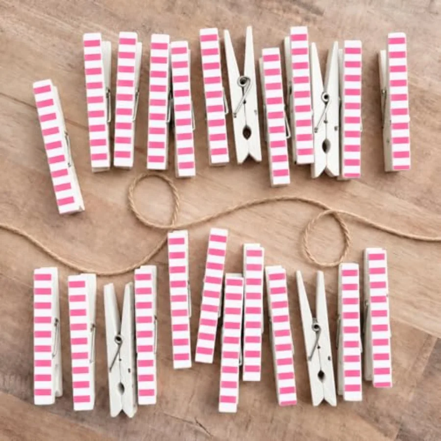 

20 Pcs Large Wooden Clips, Handmade Photo Pegs with Twine, Rustic Wedding Decor, Bridal Shower Party Supplies, Baby Shower Phot
