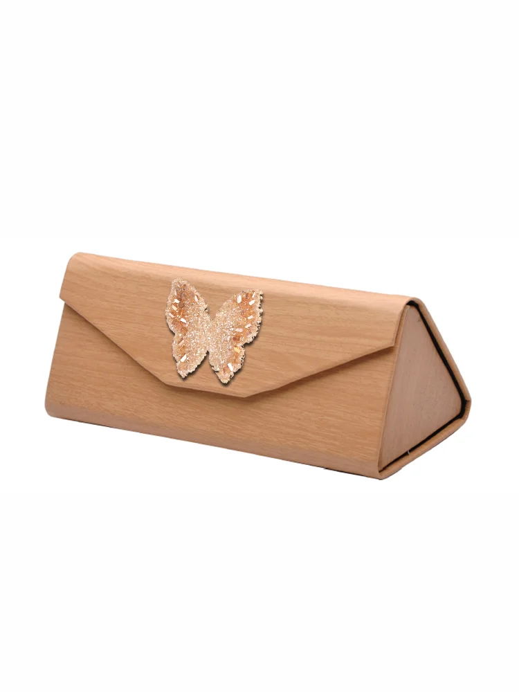 

Eyewear Cases Creative Triangle Fold for Students Adults - Artistic Pearl & Bow Clasp Decor