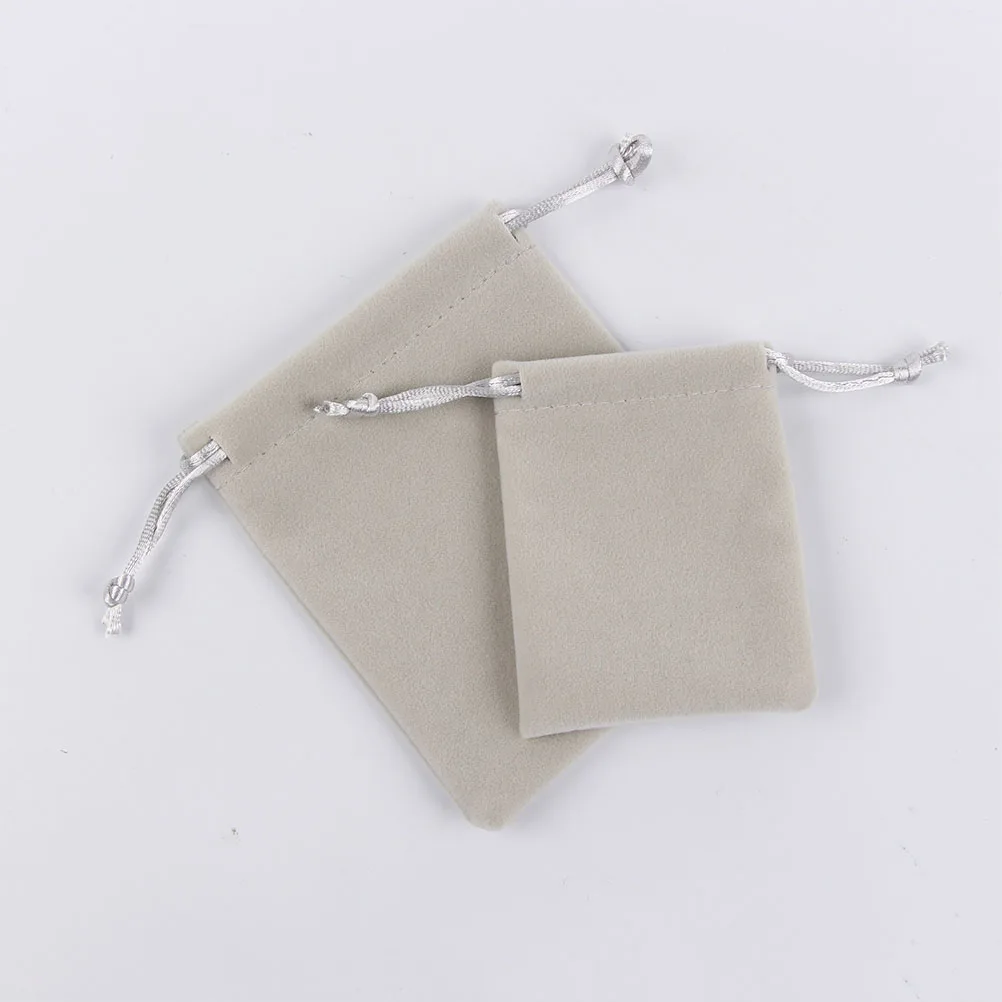 

6Pcs Luxury Flannel Drawstring Jewelry Bags Pouches Grey Gift Storage Travel Wedding Party Flannelette Drawstring Bag