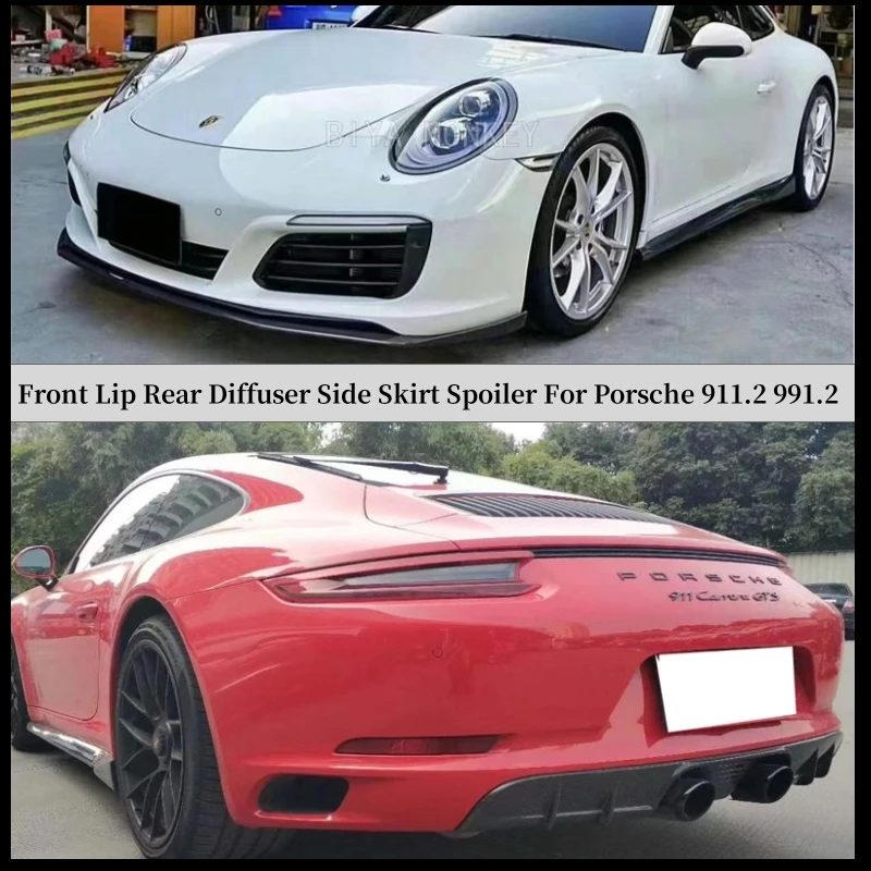 For Porsche 911.2 991.2 2016-2020 Front Lip Rear Bumper Diffuser Side Skirt Spoiler Real Carbon Fiber Body Kit Splitter Refits