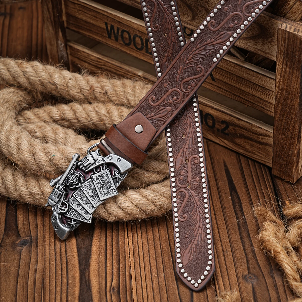 Ein lässiger Retro-Gürtel im Western-Stil für Herren und Damen! PU-Ledergürtel mit Metallschnalle, geeignet für den täglichen Arbeitsgebrauch – Detail 4
