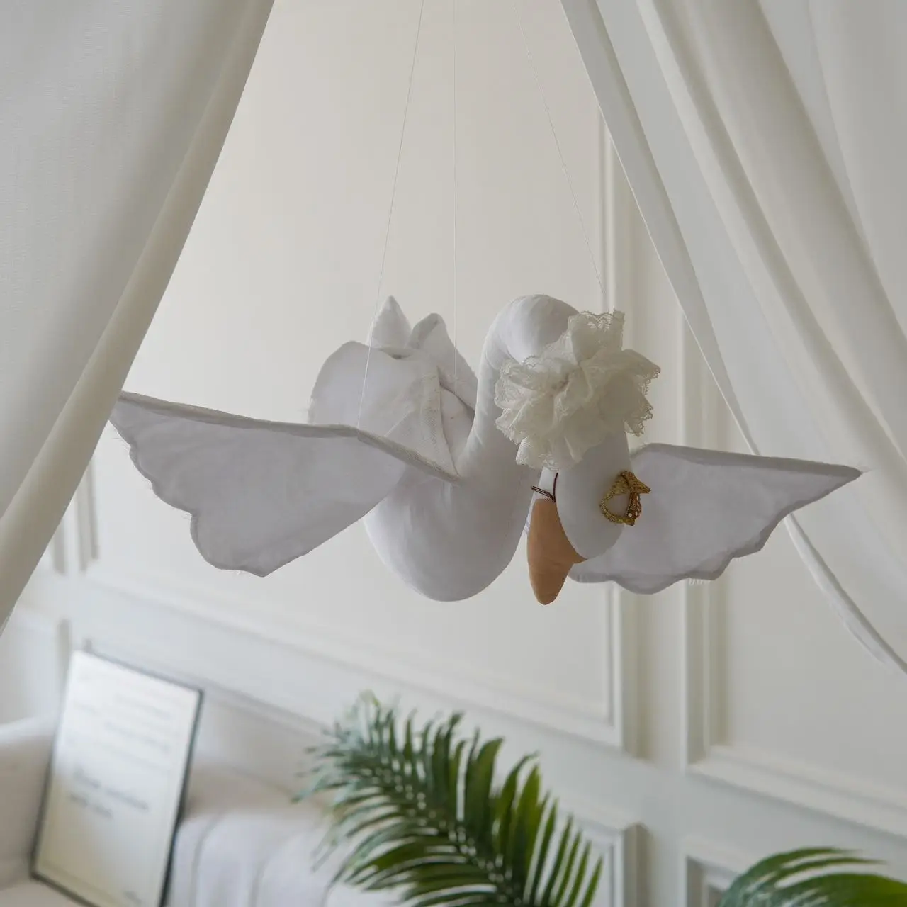 Swan Mosquito Net Decoration Hanging Decoration Baby Crib Mosquito Net Hanging Decoration Creative Hanging Head Swan Wall Decora