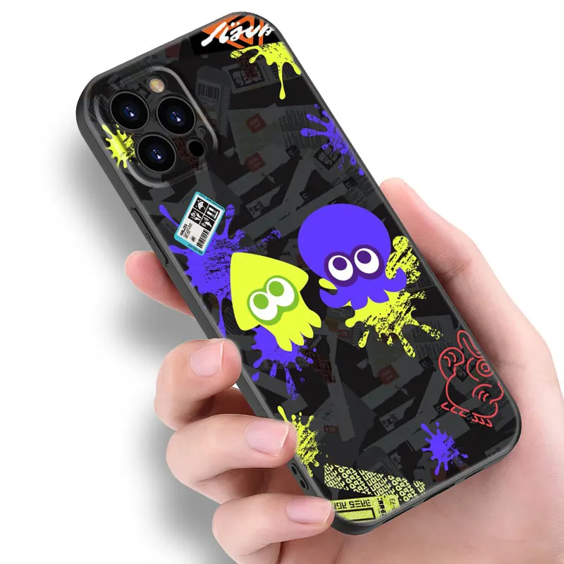 Hot Splatoons Game Black Silicone Phone Case For Apple iPhone 12 13 Mini 11 14 15 16 Pro Max 7 8 Plus Shell Cover