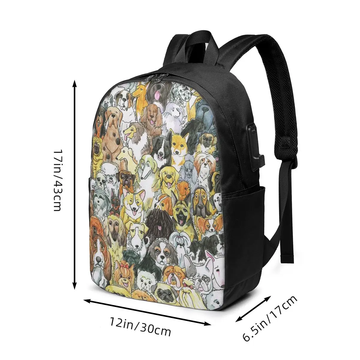 Cartoon Various Dog Puppy Patterns Backpack Travel Notebook Bag Computer College Student School Bag Laptop Shoulder Bags