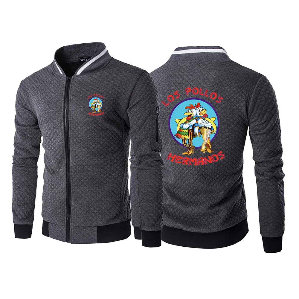 2025 Leisure Hoodies Spring And Autumn Man's Cardigan Jacket Breaking Bad LOS POLLOS Logo Print Round Neck Slim Zipper Coat