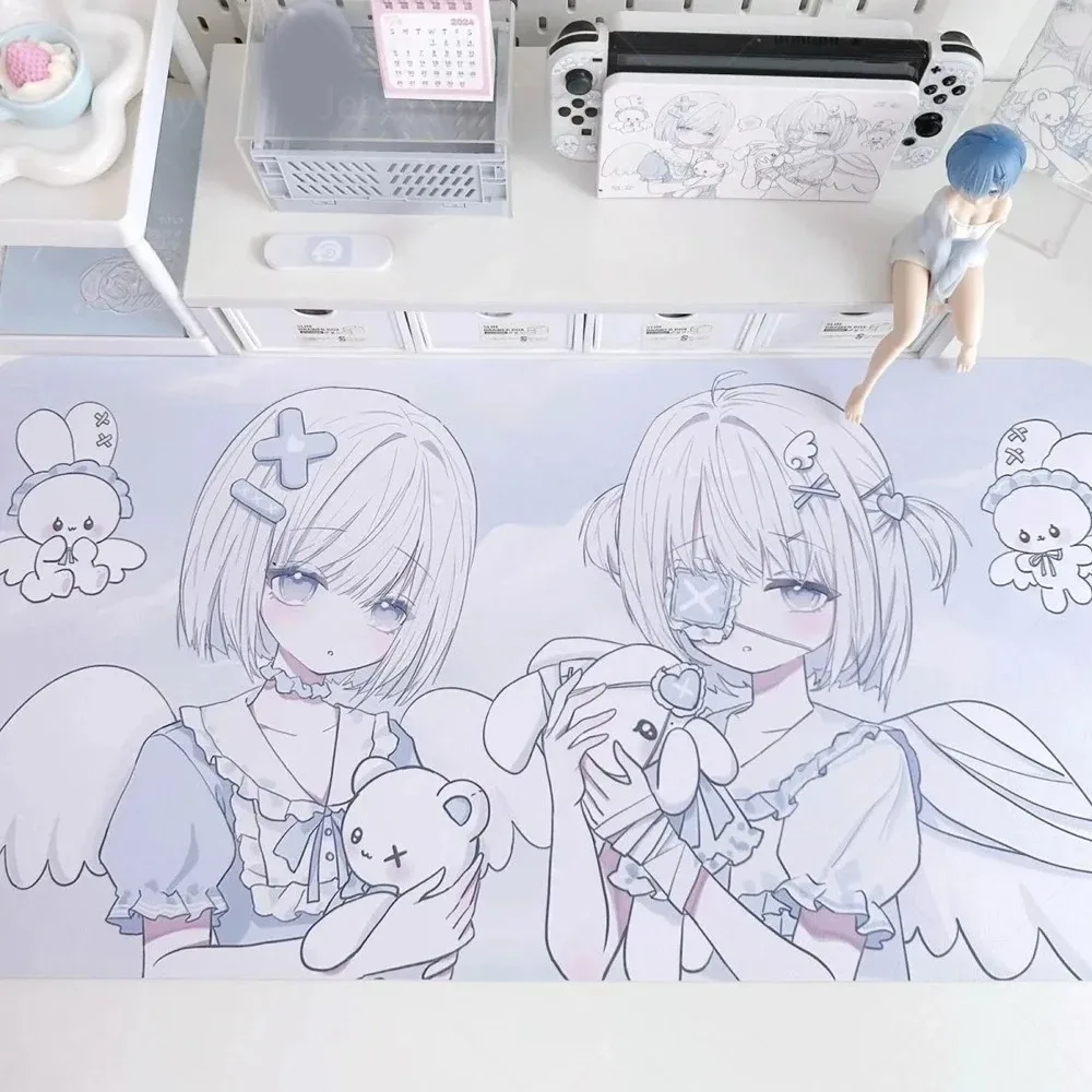 tapete-de-mesa-de-borracha-fofo-aqua-blue-dream-angel--mouse-pad-grande-impermeavel-xxl-para-meninas-de-anime-decoracao-resistente-a-manchas