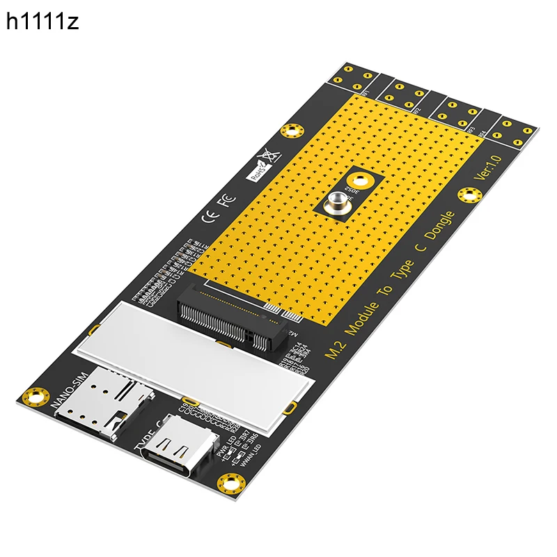 

M.2 NGFF B Key 3G/4G/5G Module to Type C Adapter Card Riser NANO SIM Slot with USB 3.0 Cable Support RM500Q RM500U GM800 SIM8200