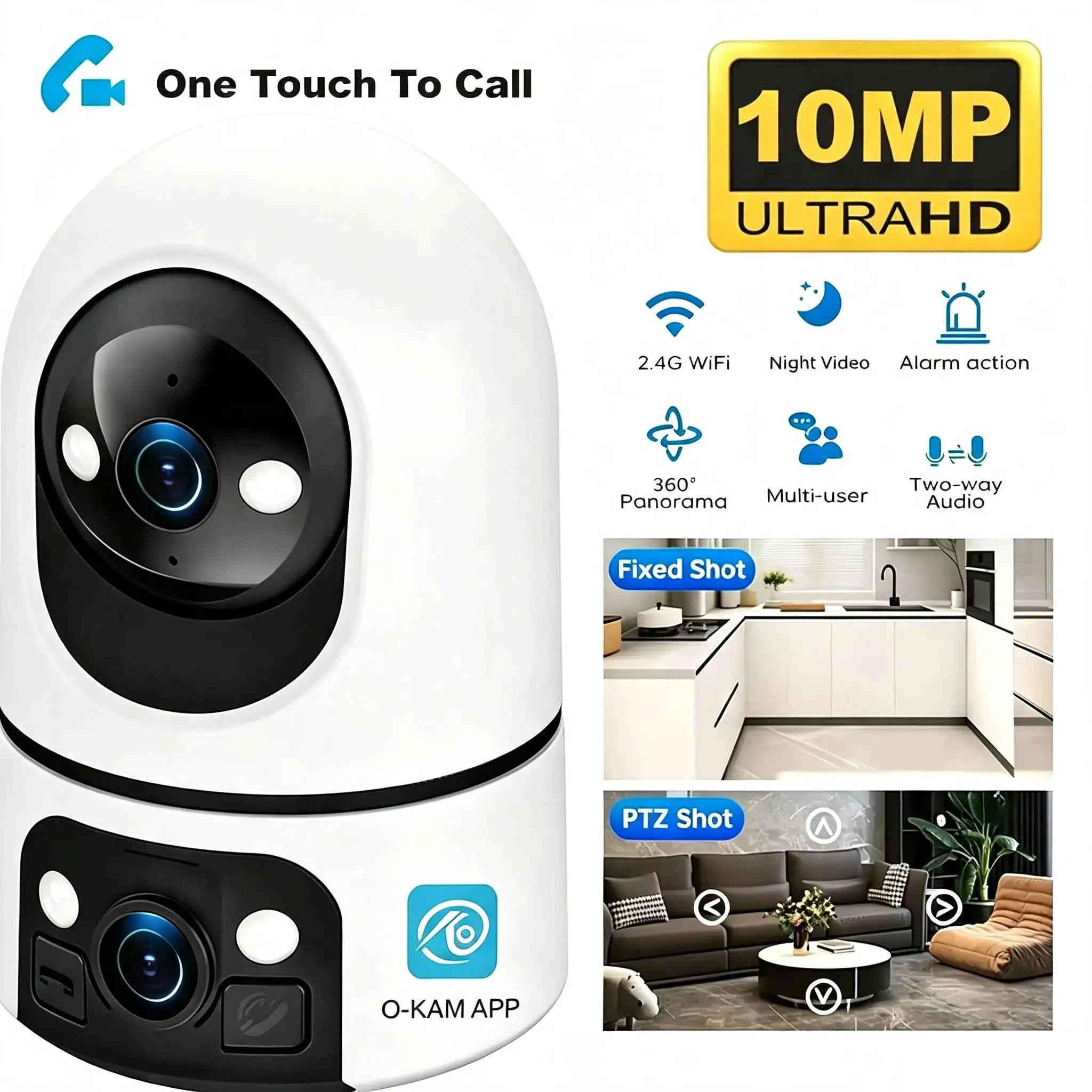 ワンタッチでwifiベビーモニターカメラを呼び出す-10mp-5k-双方向音声-ホームセキュリティ保護-ミニカメラ-赤ちゃん、ペット、高齢者監視