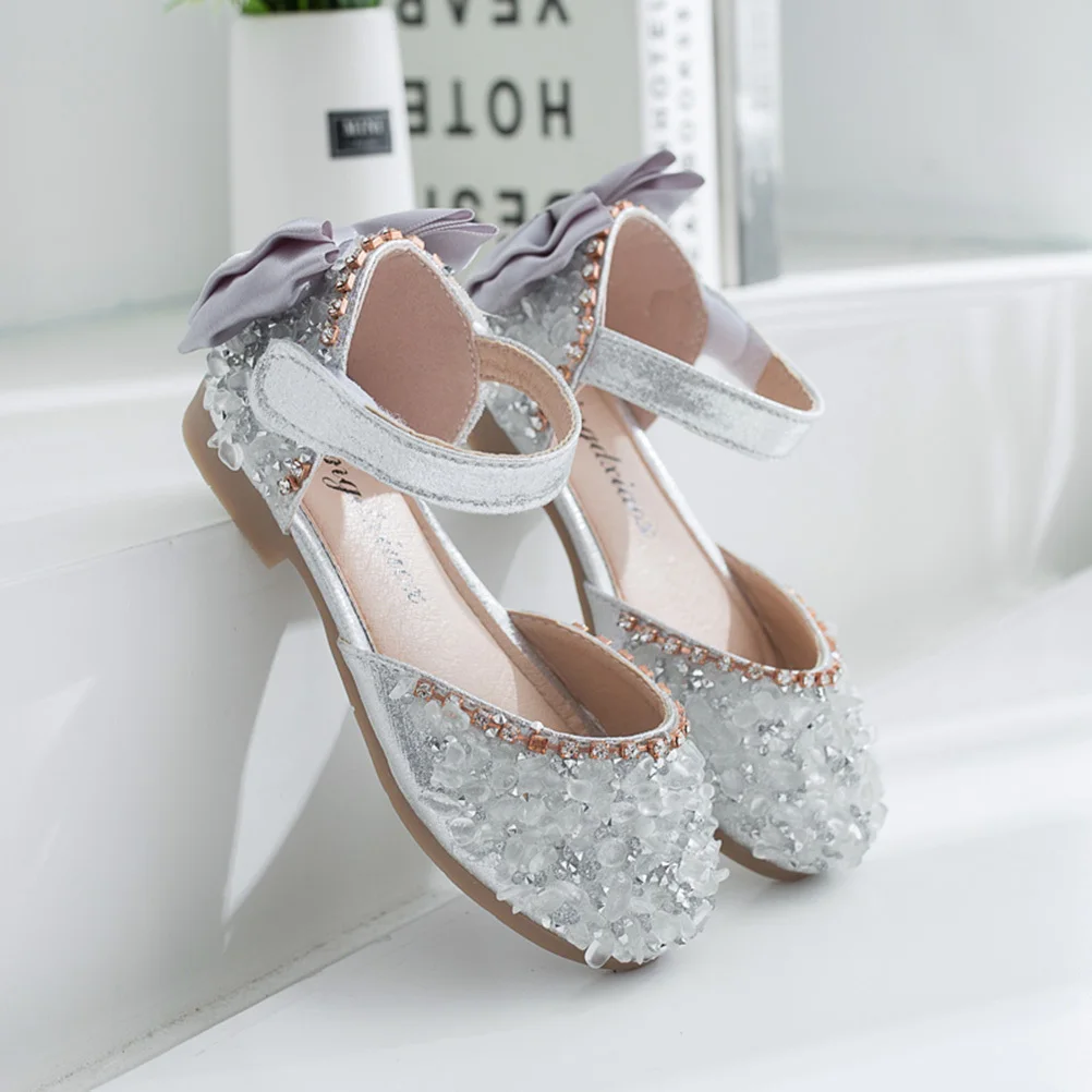 

Girls Rhinestone Soft-Soled Sandals Size 22 Silver Comfortable Children Sandal for Party School Sandals Girls Sandal
