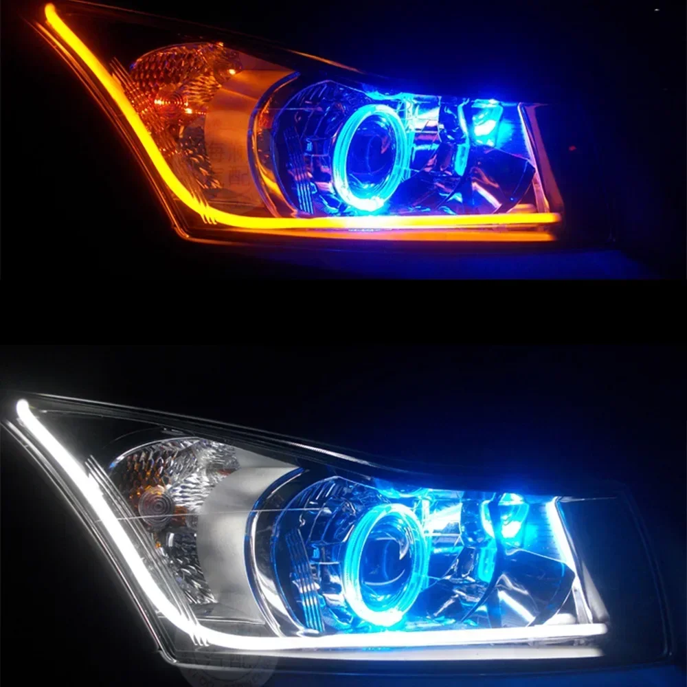 RGB Color-Chasing Revolving Dynamic Angel Eyes Turn Signals Light Bluetooth Wireless Control LED Sequential Flowing Strip Light