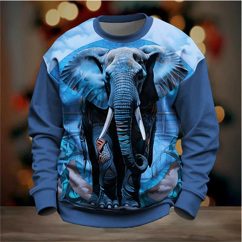 

Fashion Elephant Pattern Sweatshirts Trend Autumn Long Sleeve O Neck 3D Printed Hoodies Casual Oversized Streetwear Pullovers