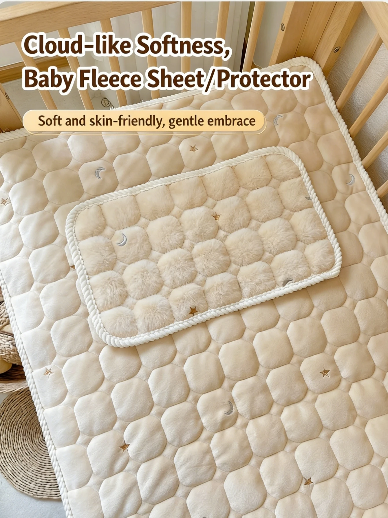 Baby Crib Sheet Bundle, Breathable Thin Cotton & Cozy Thick Plush, Fits Standard Toddler Bed Mattress, Easy Care