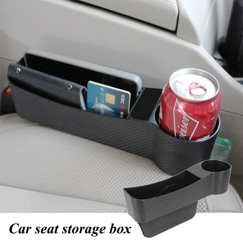 

Car Cup Holder Seat Organizer Holder Multifunctional middle Seat Gap Storage Box Carbon Fiber Plastic Seat Seam Pocket Organizer