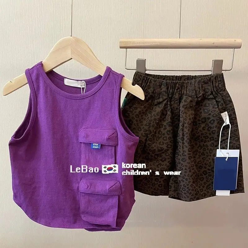 Korean Stylish Boys Summer Clothes Sleeveless Vest Kids Handsome Loose Thin T Shirt Baby Boy Girl Versatile Top