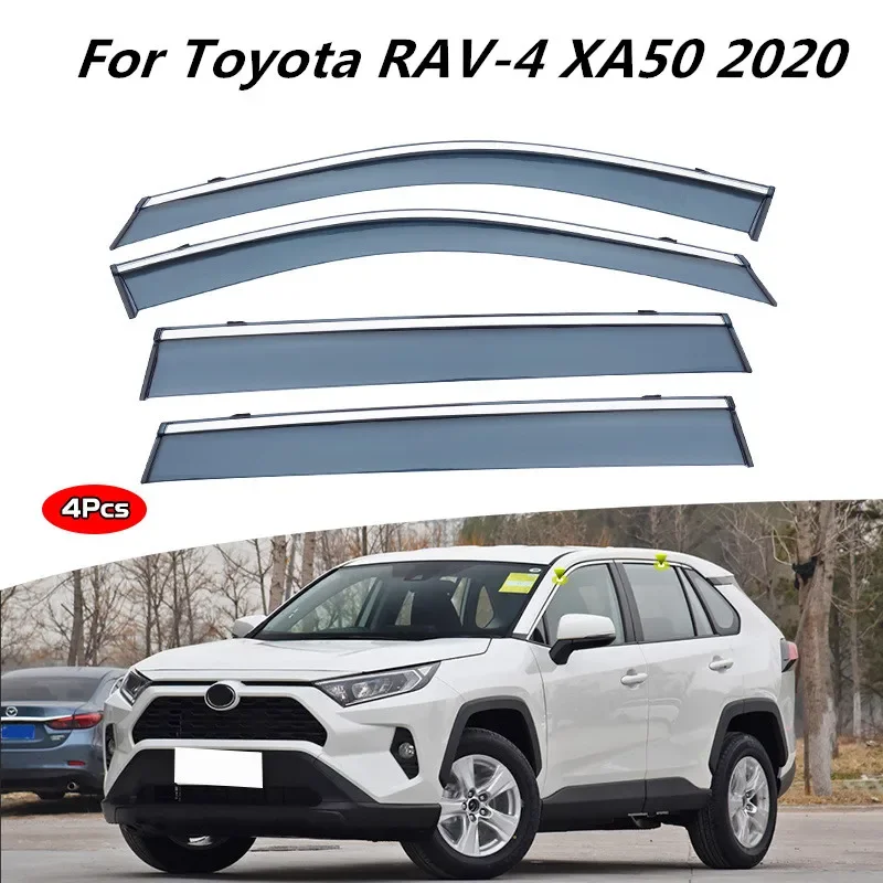 

Аксессуары для Toyota RAV-4 2020, боковая хромированная отделка окна, яркая полоса, дефлекторы, козырьки от дождя, дверные вентиляционные шторы, вентиляционный козырек