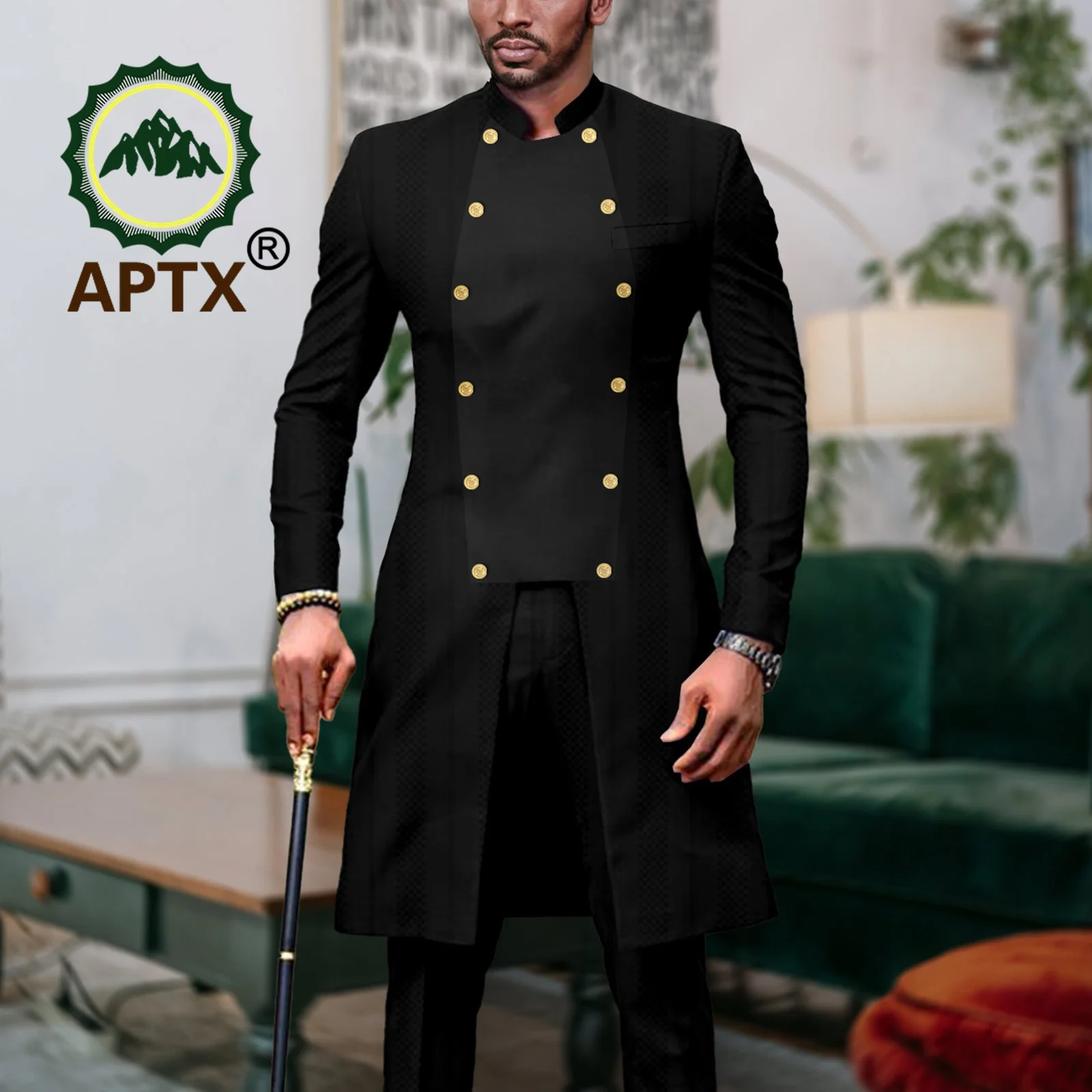 Traje africano ajustado para hombre, traje étnico Dashiki, chaqueta, abrigo, pantalones, conjunto de 2 piezas, atuendo Bazin Riche tradicional para