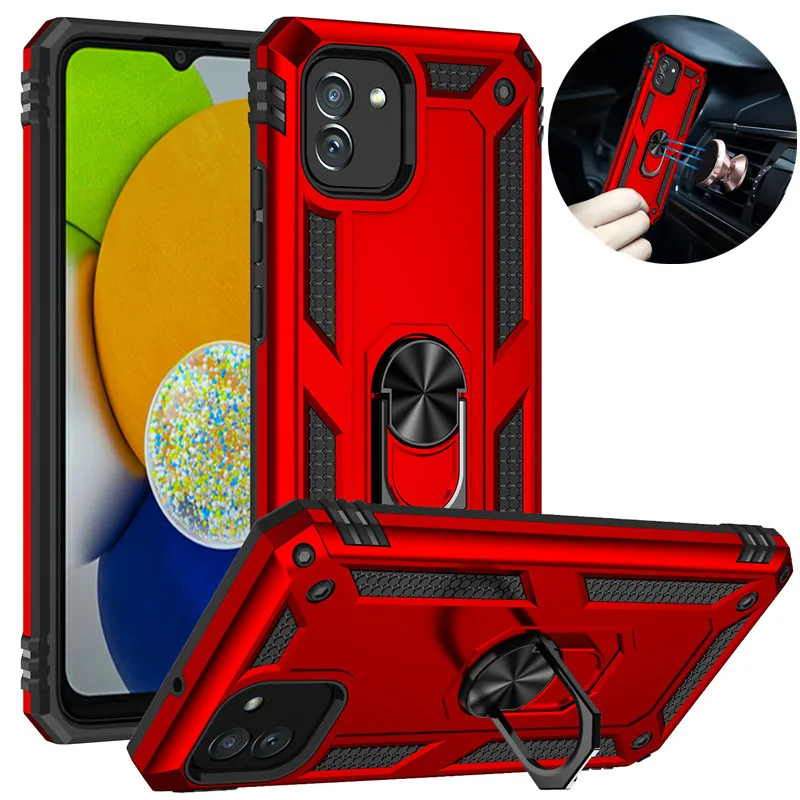 For Samsung Galaxy A03 Case Armor Magnetic Metal Ring Back Cover For Samsung A03 A 03 SM-A032F 6.5'' Stand Holder Phone Cases