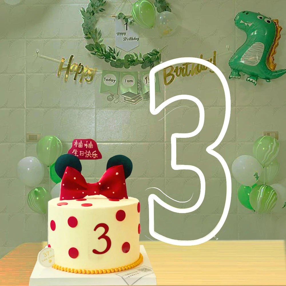 45 سنتيمتر طويل القامة عدد 0-9 LED تضيء تسجيل للطفل أول حفلة عيد ميلاد ديكور USB بالطاقة عكس الضوء ضوء غرفة نوم النيون