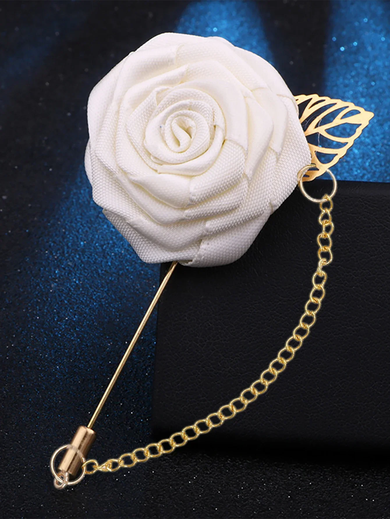 Silk Rose Gentleman's Premium Handmade Flower Lapel Pin Boutonniere Flower Boutonniere Pins for Men Wedding Groom Ball Party