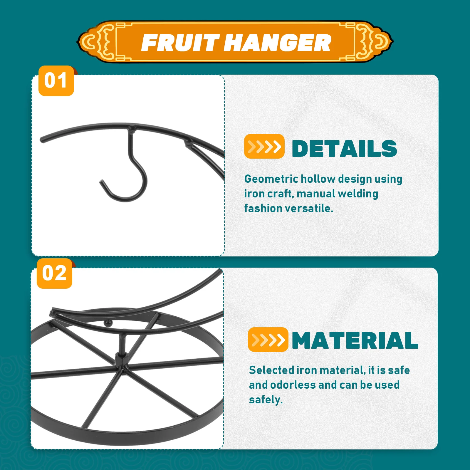 

Premium Iron Decorative Fruit Holder Kitchen Organizer Banana Hanging Rack Grape Stand Storage Home Office Party Use