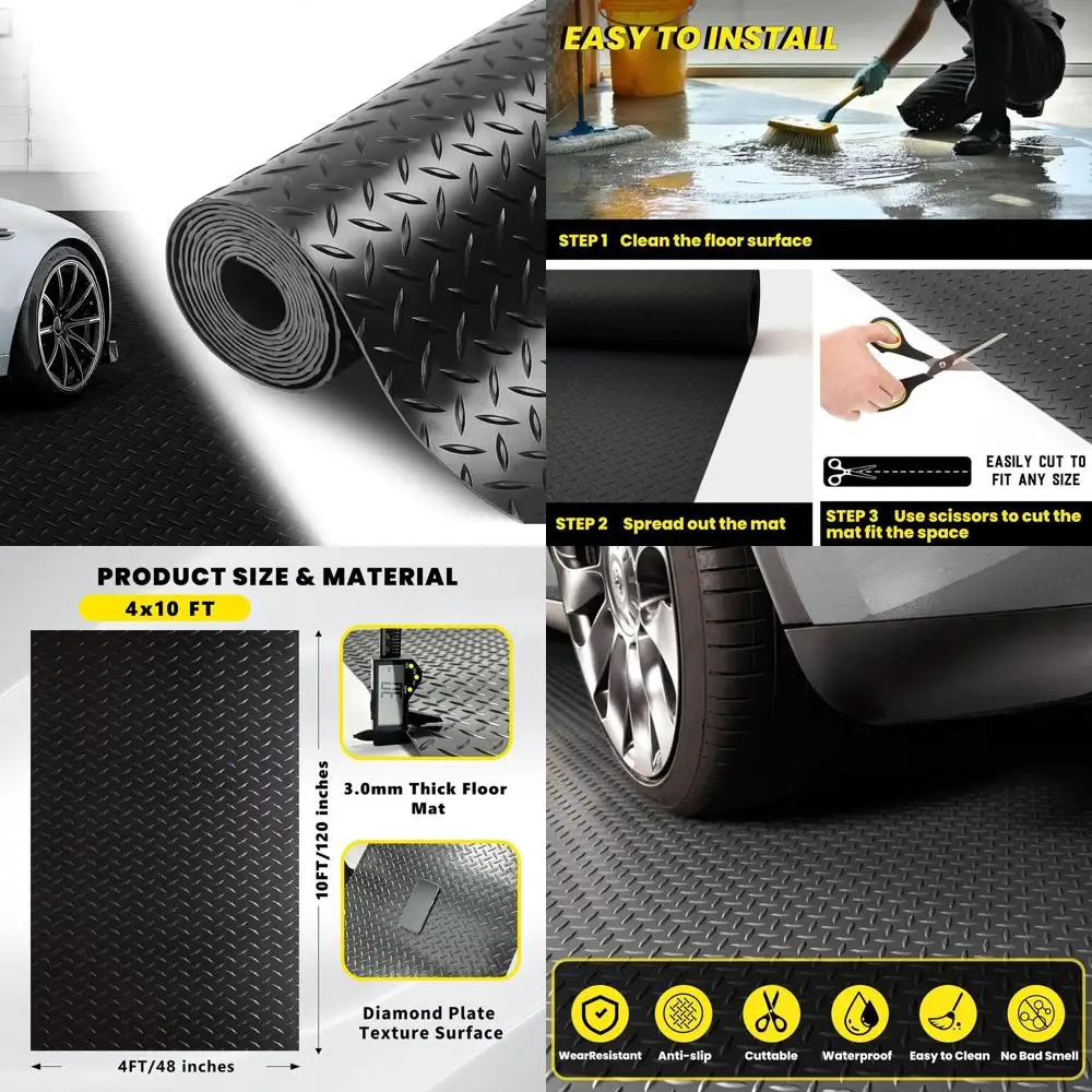 

Утолщенное рулонное покрытие для пола из ПВХ-резины с алмазной текстурой 2,8 мм, противоскользящее, сверхпрочное, для гаражей, парковок, складов