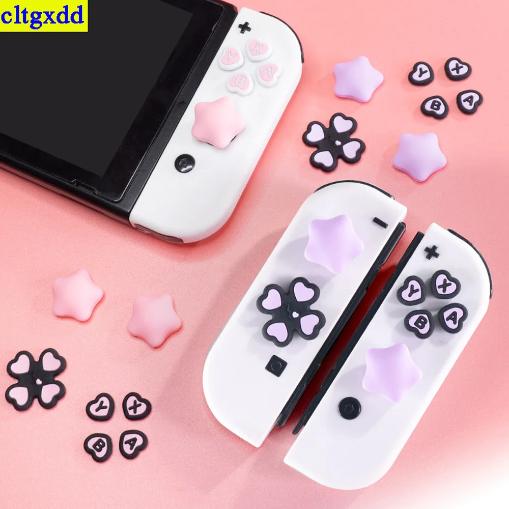 Cltgxdd 1 conjunto para switch/consola de jogos oled botão de silicone polegar aperto joystick tampa d-pad chave cruzada teclas de seta botão abxy sticke