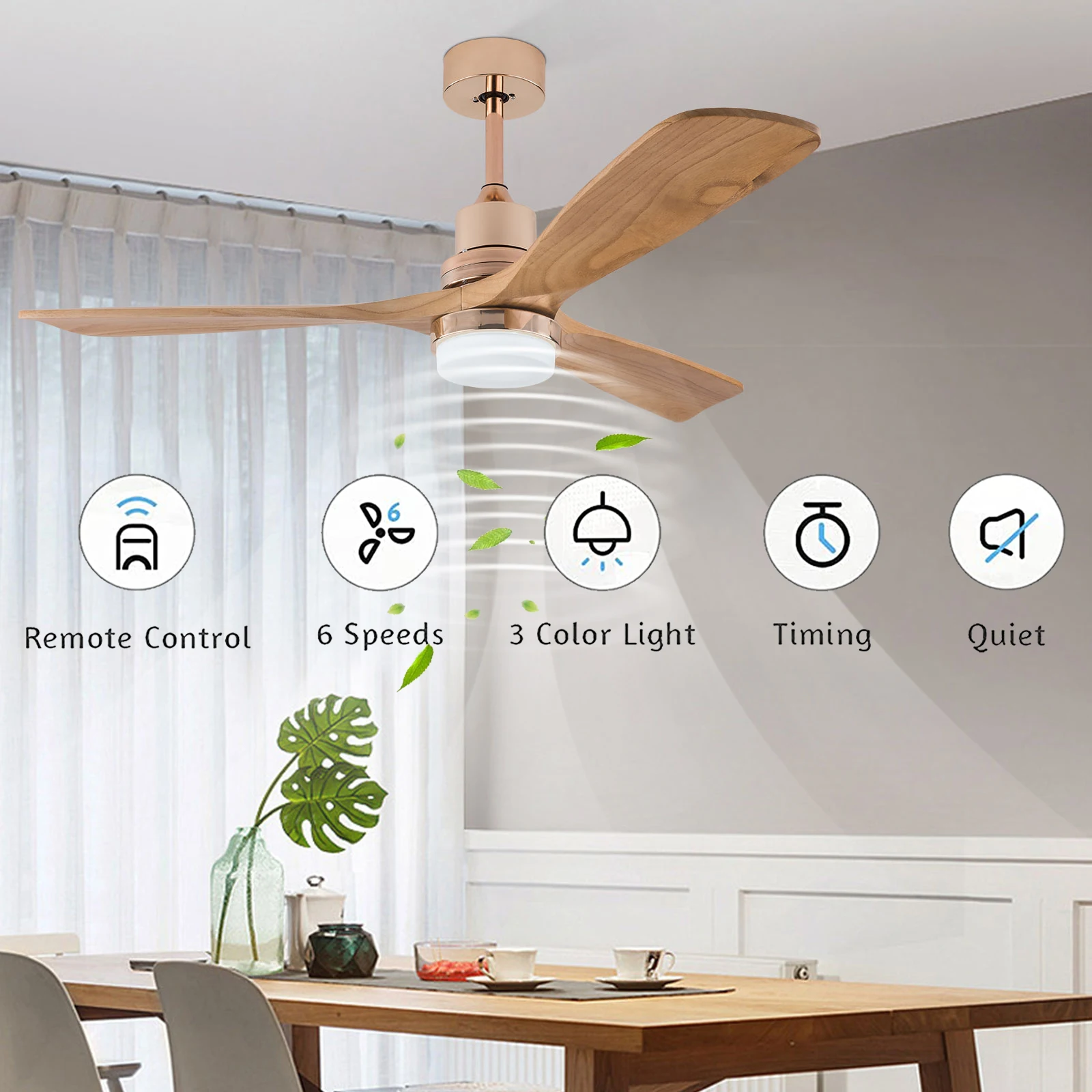 

48 Inch Gold Fan Pendant light 3 Color Dimming with Variable Frequency Remote Control Suitable for Living Rooms Bedrooms