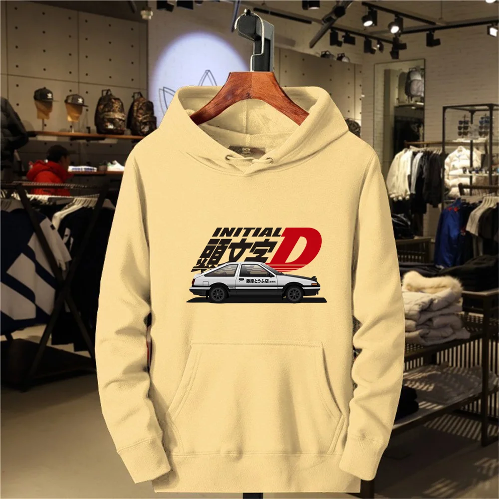 Men's Hoodie Autumn/Winter Alphabet Initial D Racing Men's Hoodie Casual Hoodie Pullover Men's Top Sports Shirt Men's