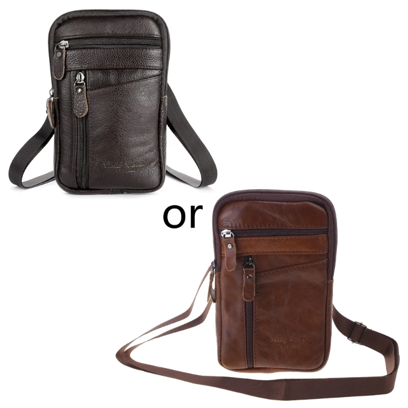 Heren lederen telefoonzakje heuptas schoudertas crossbody heuptas