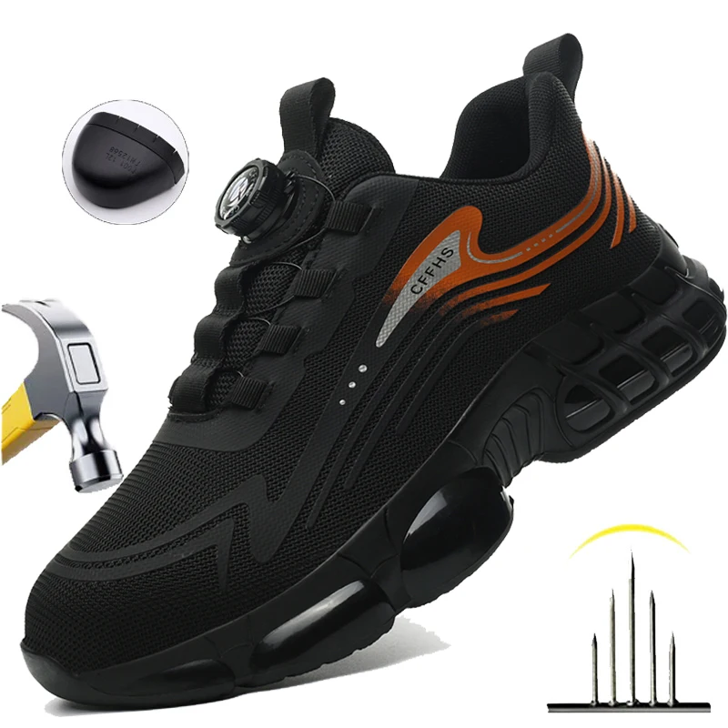 

Mens Breathable Work Sneakers Safety Steel Toe Slip Resistant Protective Shoes for Outdoor Work, Hunting, Agriculture,Hiking