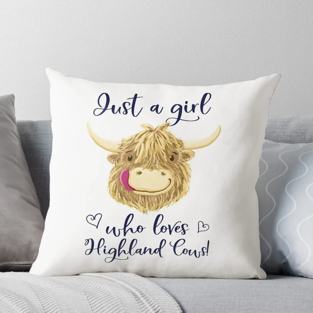 

Just A Girl Who Loves Scottish Highland Cows Throw Pillow Cushion Child Rectangular Cushion Cover