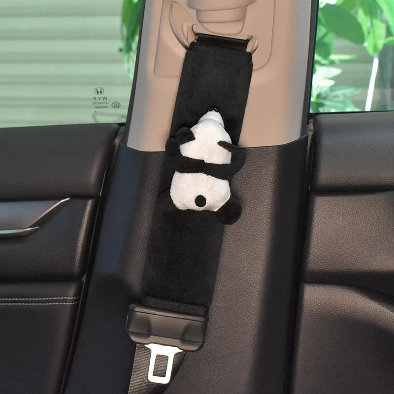 Automobile Safety Belt Decoration Cartoon Panda Safety Belt Shoulder Pad Plush Automobile Accessories Car Decorations