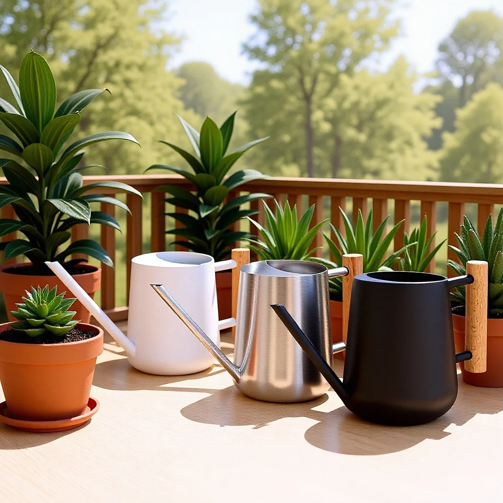 

Лейка из нержавеющей стали с длинным носиком для полива в помещении, садовый инструмент, металлическая лейка с деревянной ручкой