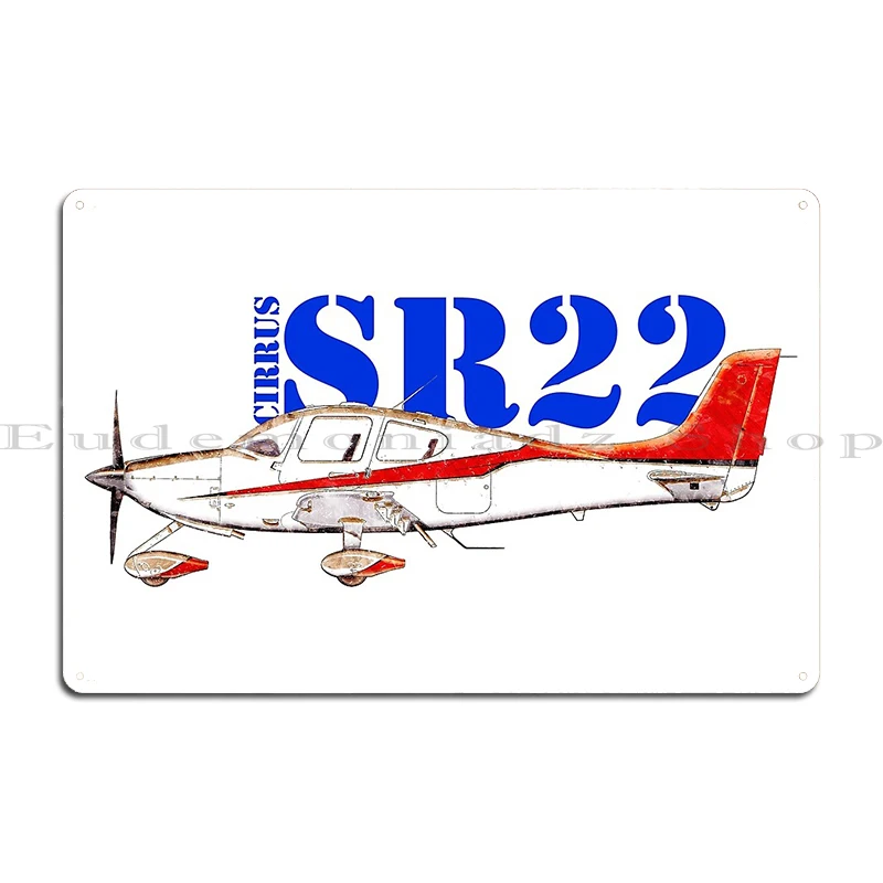 Stylized Cirrus Sr22 Moonrise Plane with Bold Typography First Flight 2001 Metal Designing Cinema Wall Decor Tin Sign Posters