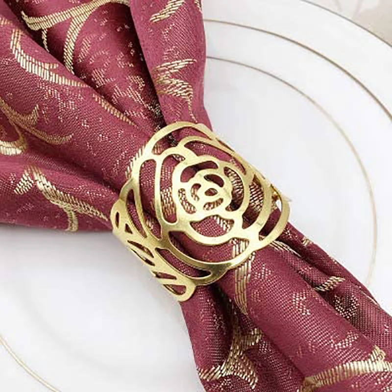 Napkin Ring, 12-Piece Metal Napkin Buckle Holder, Suitable for Wedding Party Dinner Table Decoration (Rose Gold) HOT