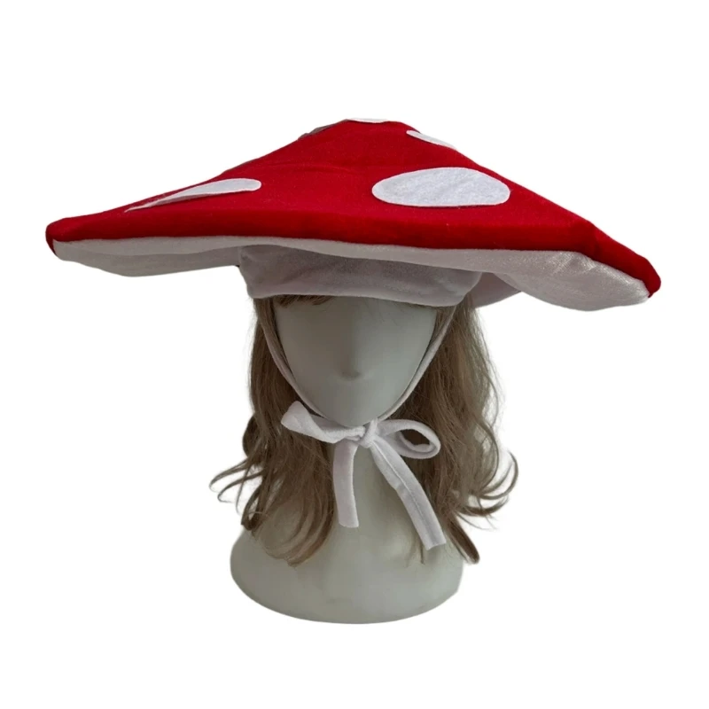 

Festival Mushroom Plush Hat Eye Catching Novelty Headpiece for Cosplay Theme Party Headgear Roleplaying Photo Hat