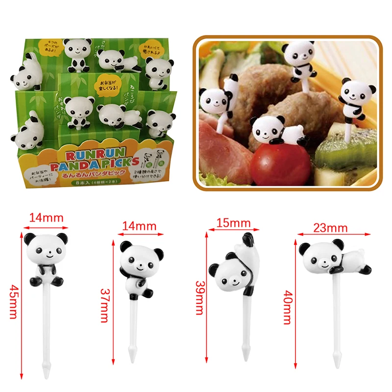 8 pz/set Mini Cartoon Panda Fruit Fork Kids Snack Dessert Pick Cake Bento lunets forchette per decorazioni per feste