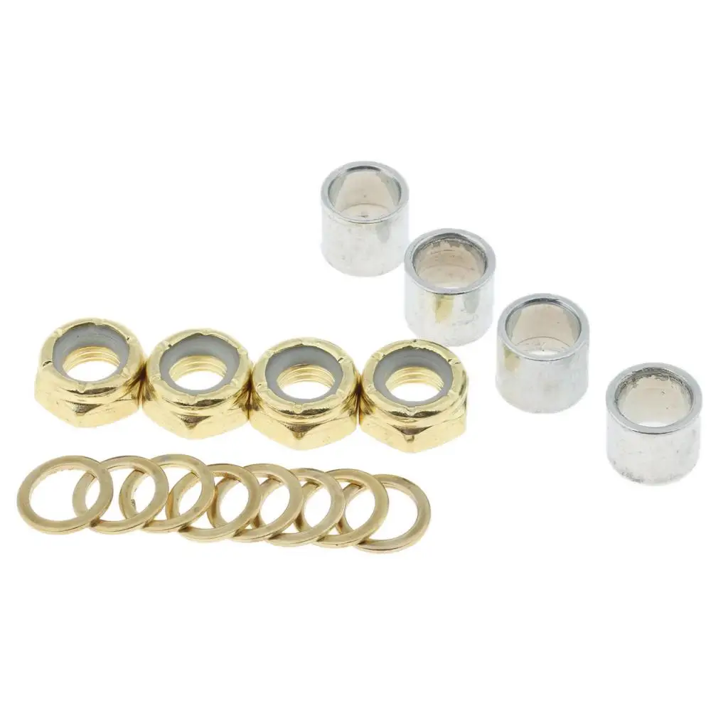 

4X Pack of 16 Bearing Spacer Nuts Axle Washers Spacers Cruiser Golden