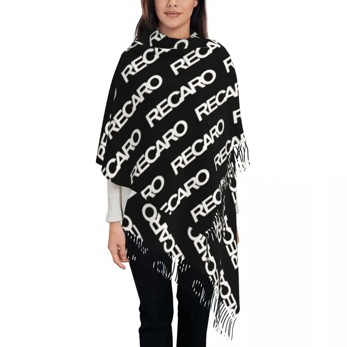 Custom Recaros Logo Tassel Scarf Women Winter Fall Warm Shawl Wrap Ladies Scarves