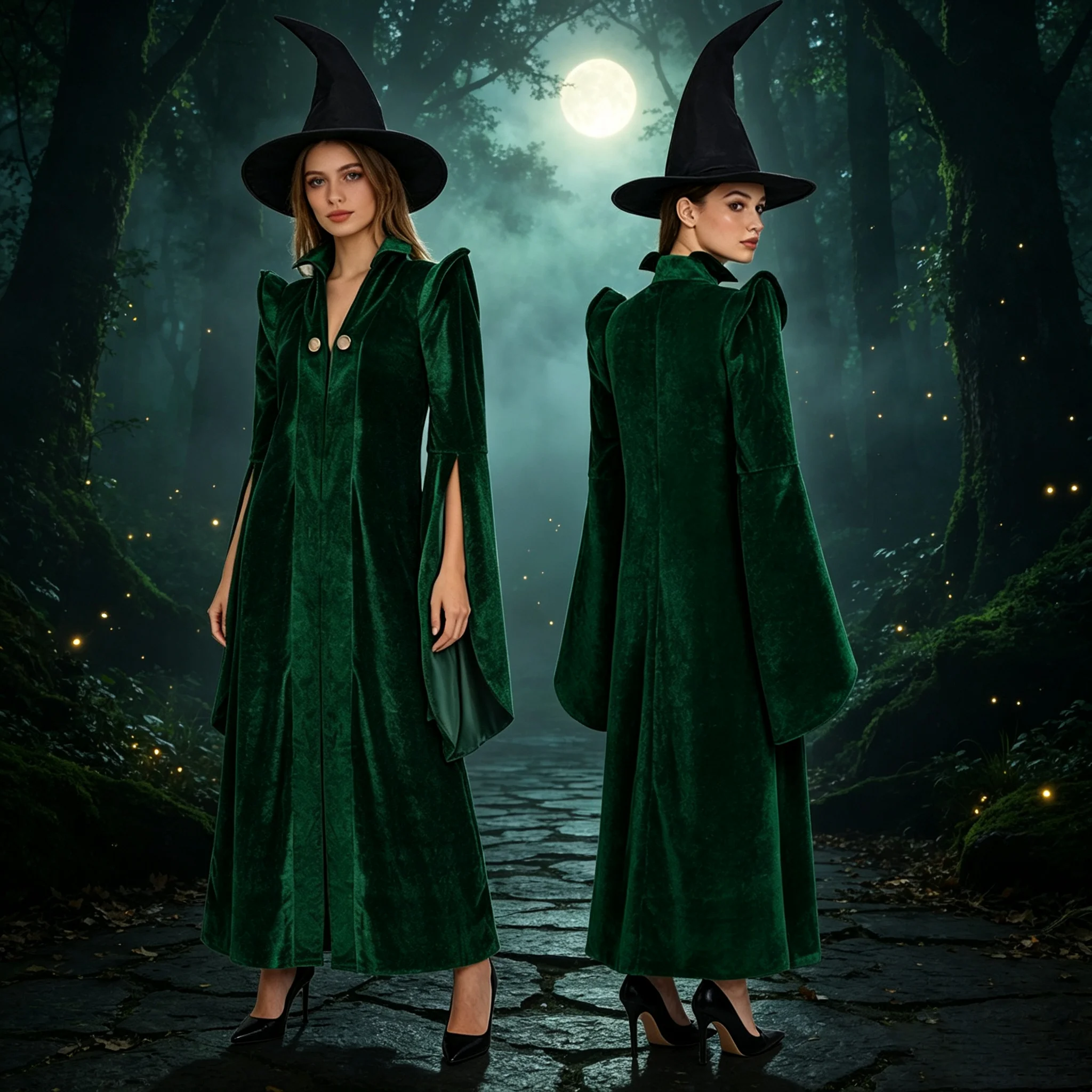 Velvet Blazer Women - Kostium cosplay profesorki McGonagall, zielona aksamitna