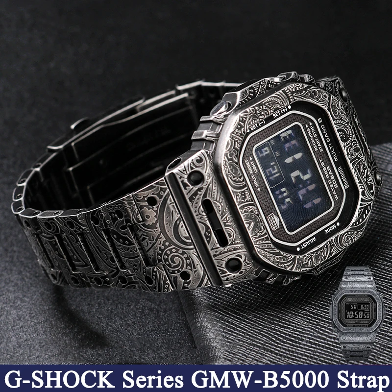 Bracelet For Casio G-SHOCK Watch band GMW-B5000 retro old retrofitted metal stainless steel Men Bezel Watch case watch strap